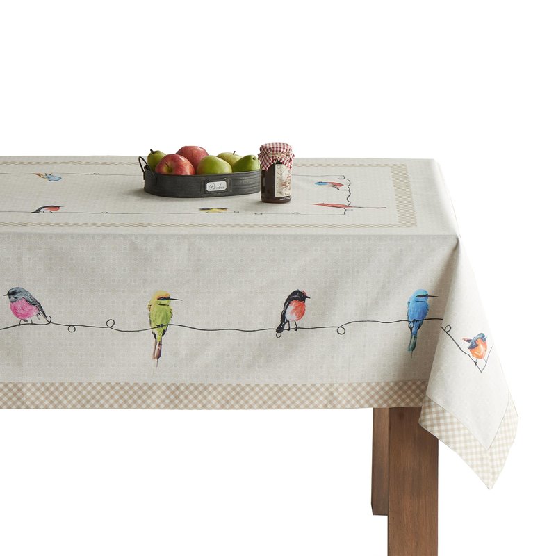 Maison d' Hermine Table Cloth Rectangle Table 100% Cotton 60 x 120 Inches Tablecloth Reusable Decorative for Dining Kitchen Room Farmhouse Home Gifts for Mothers Day Spring Summer - Birdies on Wire