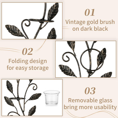 Sziqiqi Wall Sconces Candle Holder - Wall Candle Holder Black Tea Light Candle Sconce Vintage Wall Sconce Set of 2 for Living Room Wall Mount Candle Sconces for Bathroom Dining Room