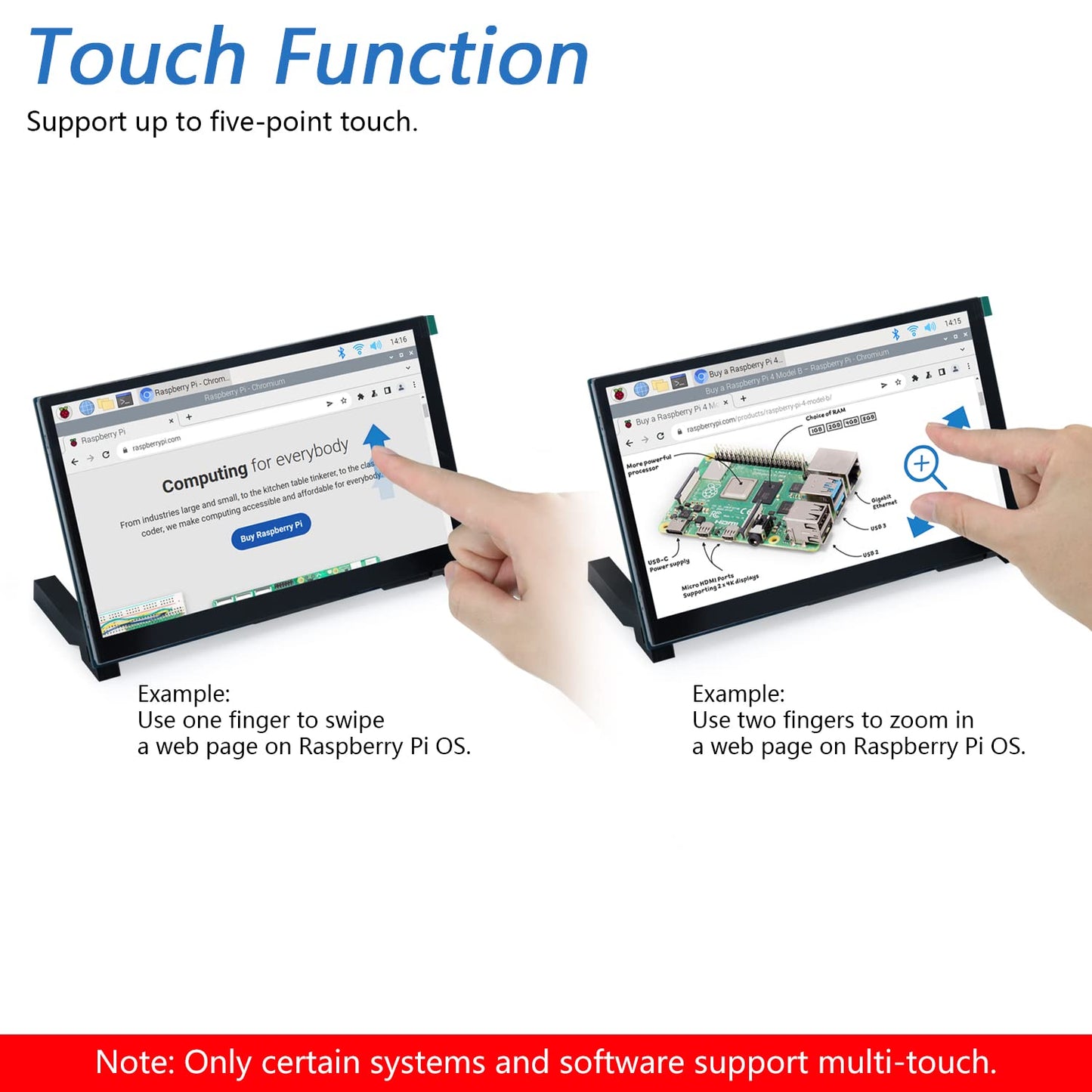 FREENOVE 7 Inch Touchscreen Monitor for Raspberry Pi 5 4 B 3 B+ A+, 800x480 Pixel IPS Display, 5-Point Touch Capacitive Screen, Driver-Free MIPI DSI Port