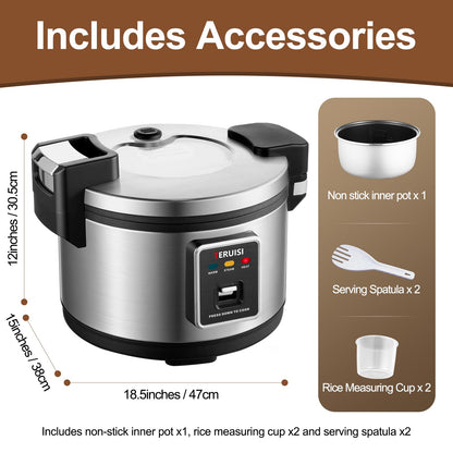 TERUISI Commercial Rice Cooker, 10L/10.6QT Large Rice Cooker & Rice Warmer 50 CUPS Cooked Rice, Fast Cooking Electric Cooker with Auto Keep Warm, Non-stick Inner Pot for 10-20 People Use