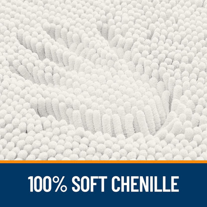 OLANLY U-Shaped Toilet Rug - Extra Soft, Absorbent Chenille Bath Mat | 24x20, Ivory, Non-Slip, Quick-Dry