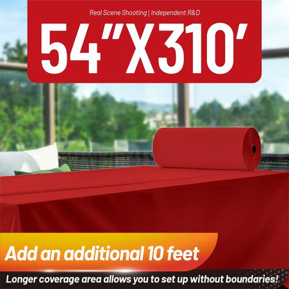 Airbin Plastic Table Cloth, 310 Ft X 54 in Disposable Tablecloth Red Tablecloth Premium PEVA Plastic Table Cloth Disposable with Any Cut Sliding Cutters for Picnics, Parties, Birthdays, Festivals
