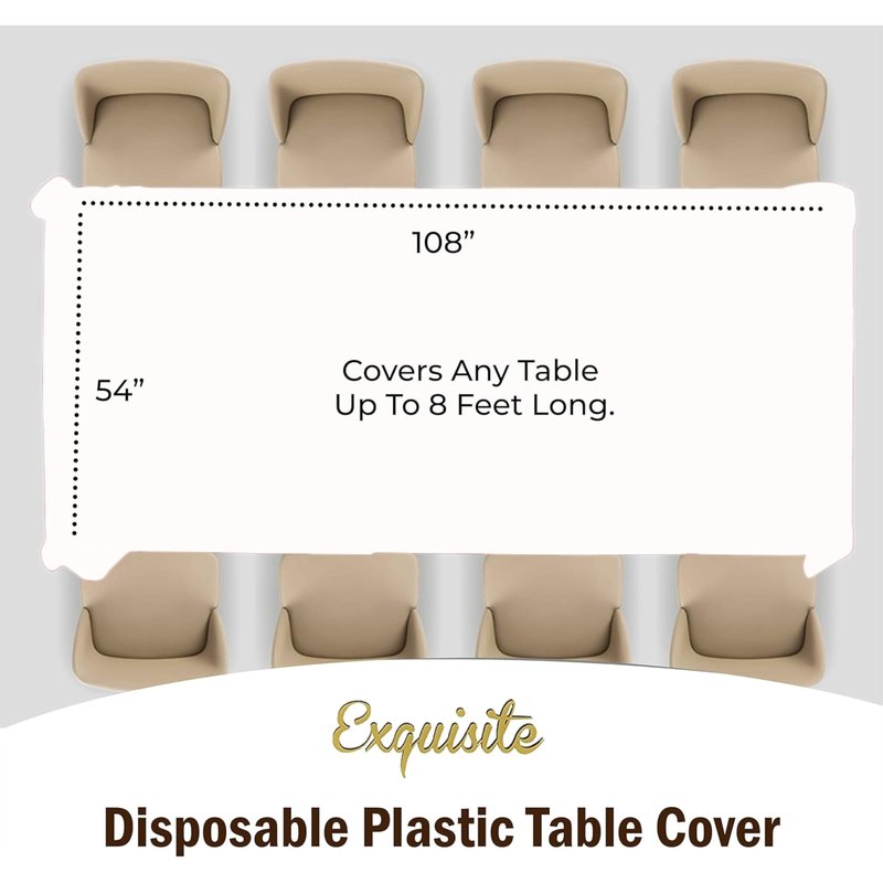 Exquisite 12-Pack Plastic Tablecloth 54x108 Rectangle Value Pack Plastic Table Cover - White