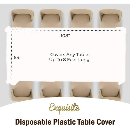 Exquisite 12-Pack Plastic Tablecloth 54x108 Rectangle Value Pack Plastic Table Cover - White