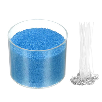 MECCANIXITY Pearled Sand Candles with 20 Pcs Wicks 7Oz / 200g Candle Beads Refillable Powder Sand Wax Making Kit for Thanksgiving Christmas Wedding Party DIY Home Crafts, Blue