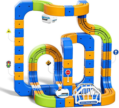 Electric Train Set for Kids 4 5 6 7 8 225PCS(80 Tracks +2Trains) 3D Infinity Flexible Anti-Gravity Race Track STEM DIY Railroad Building Toy Birthday Gifts for Boys &amp Girls Ages 3 4 5 6 7 8