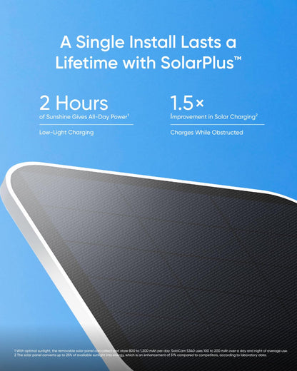 eufy Security SoloCam S340, Solar Security Cameras Wireless Outdoor, Cameras for Home Security, 360° Pan & Tilt Surveillance, No Blind Spots, 2.4 GHz Wi-Fi, No Monthly Fee, HomeBase S380 Compatible