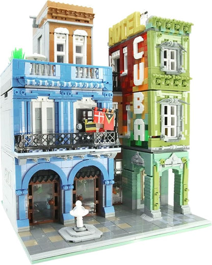 ZenithFlow Street View Building Blocks Kit Cuba Hotel Mini Blocks Construction Toys European Architecture Model House Store Building Set Idea Gifts Home Decoration Collection for Adults (3959 PCS)