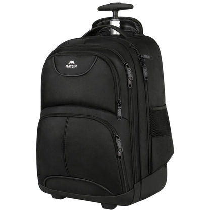 MATEIN Rolling Backpack, 17 inch Water Resistant Wheeled Laptop Backpack, Carry on Luggage Business Bag, Overnight College Computer Bag Trolley Suitcase for Men Women Adults to Travel, Black