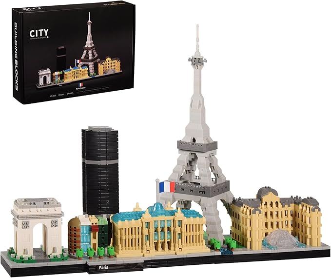 Paris Skyline Architecture Micro Building Blocks Set with Eiffel Tower and The Louvre for Adults Unique Collectible Model Present for Ages of 14+ 3680PCS