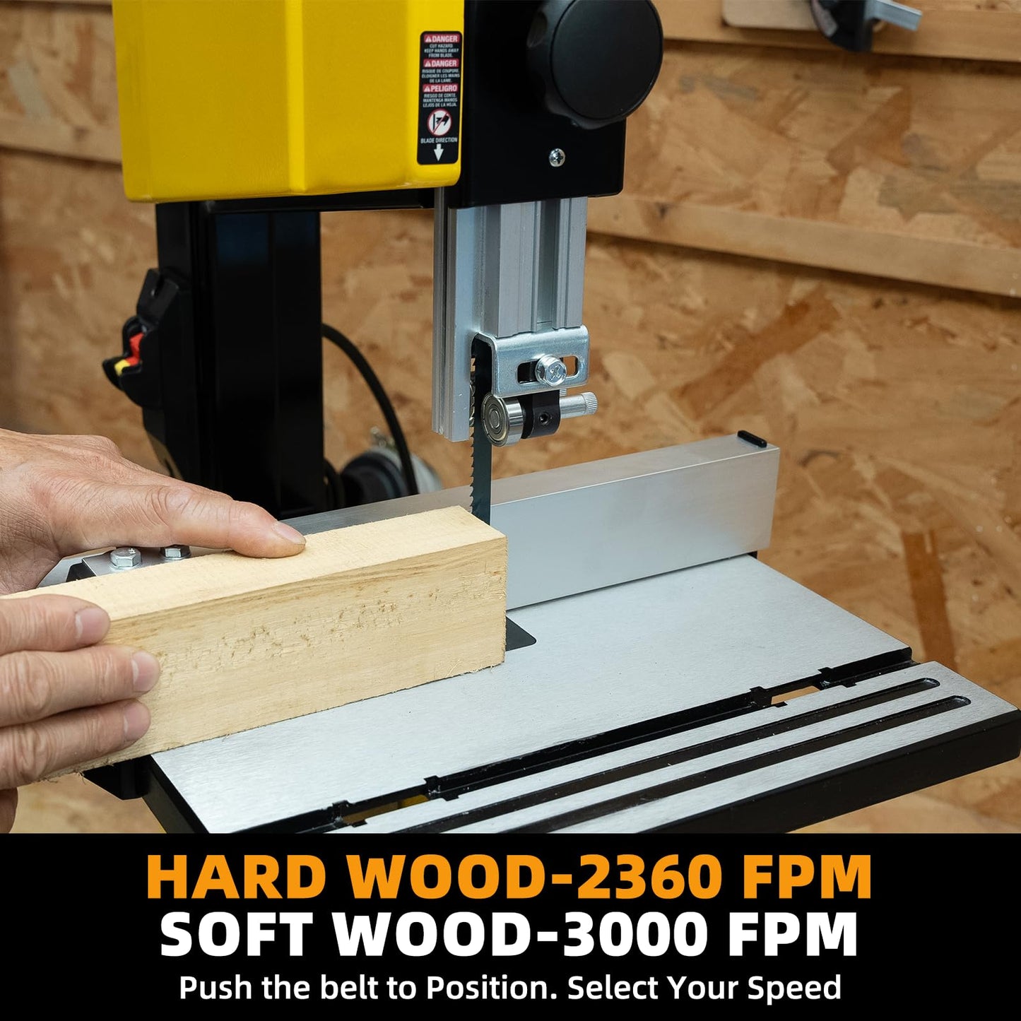Woodskil 10 Inch Dual Speed Band Saw with Stand, 4.3A 2360/3000 FPM Benchtop Bandsaw with Quick Tension System & Quick Tool-Free Doors for Hard & Soft Woodworking, DIY