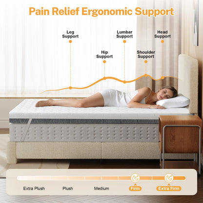Extra Firm Mattress Topper Short Queen Size, 3 Inch High-Density Foam Bed Topper for Extra Support