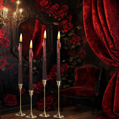 4 Pcs10inch Black Bleeding Taper Candle Vampire Tears Candles Unscented Tall Bleeding Candles, Gothic holderor Halloween Party Gothic and Themed Party Decor(2, 10 inch)