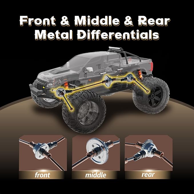 BEEZRC FMT10 1/10 Chevrolet Brushless RC Monster Truck Licensed Chevy Colorado 4x4 RC Truck Off-Road RC Car High Speed 80 km/h Remote Control Car for Adults RS Red/Black (no Battery)