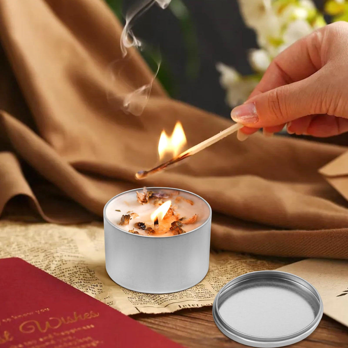 YJHSS 24-Pack 4oz Candle Tins with Lids, Metal Candle Jars for Candle Making, Empty Containers Vessels Bulk for Small Business & Beginners DIY Storage -Silver