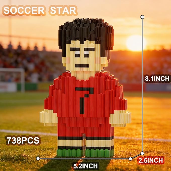 4 Sport Soccer Building Block Set 2 Famous International Soccer Star Figures Building Bricks Not Compatible with lego World Football Trophy Challenging STEM Decor Ideal Gift for Teen Adult(2986PCS)