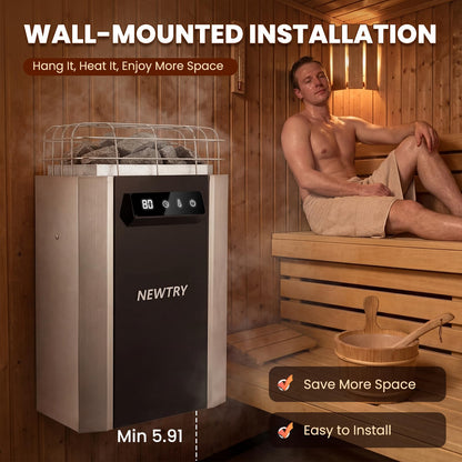 NEWTRY 3.5KW Sauna Heater Digital Electric Sauna Heaters 220V Dry Sauna Stove for Max. 141 Cu.ft Home Spa Hotel Sauna Room