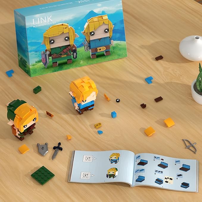BOTW Link Figure Building Set Classic Characters 2-in-1 Birthday Party Decorations Supplies Gifts for 14+ Fans &ampAdults