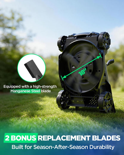 18" Electric Lawn Mower, 40V Cordless Lawn Mower with 2x8.0Ah Batteries & Charger, Brushless Motor, 2-in-1 Mulching & Bagging, 6-Position Height Adjustment, for Medium Yards