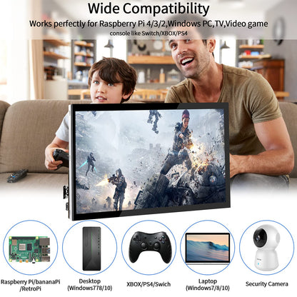 HMTECH Raspberry Pi Screen 10.1 Inch Touchscreen Monitor 1024x600 Portable HDMI Monitor 16:9 IPS Screen Display for Raspberry Pi 5/4/3/2/Zero/B/B+ Win11/10/8/7, Free-Driver