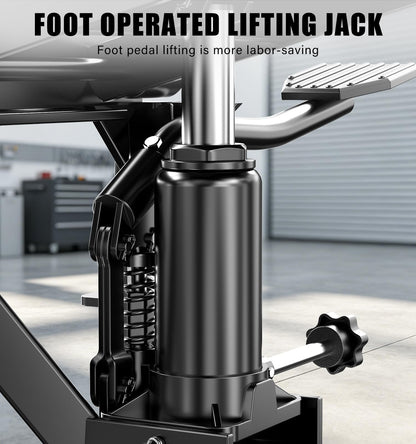 HUGOASIS 300 LBS Heavy Duty Motorcycle Scissor Lift Table, Portable Hydraulic Lift Jack with Wheels, 13.8" to 34.3" Lift Range, 16.1"x13.4" Platform for Motorcycle, Dirt Bike, Scooter Maintenance