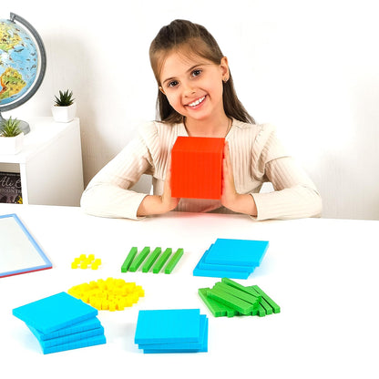 Simply magic 131 PCS Base Ten Blocks for Math - Place Value Blocks, Base 10 Math Manipulatives K-3, Math Counters, Number Blocks, Math Cubes for Kids, Counting Blocks - Kindergarten 1st 2nd 3rd Grade