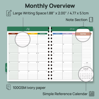 POPRUN Teacher Lesson Planner 2026-2027, (Letter Size - 8.5'' x 11'') Academic Planner July 2026 - June 2027 with Gradebook & Color Monthly Tabs, Thick Paper, 2-Sided Pocket, Leather Cover, Brown