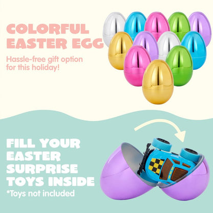 JOYIN 3.15" Metallic Easter Eggs, Shinny Plastic Eggs Colorful Bulks for Easter Hunt, Filling Treats, Easter Basket Stuffers, Classroom Prize Supplies, 72 PCS