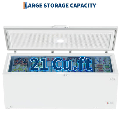 21 Cu. Ft. Convertible Refrigerator/Chest Freezer, Commercial Chest Freezer with 2 Baskets Top Opening, Easy Defrost Drain, for Home, Apartment, Basement, Garage, White
