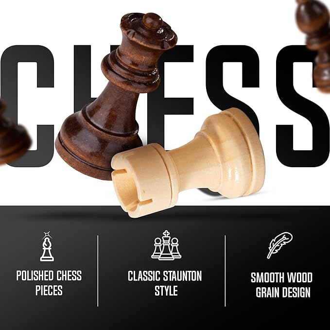Chess Set Magnetic - Premium Wooden Board Game with a Portable Wood Case and Secure Storage for Pieces Set for Adults (Beech Wood) - Chess Armory