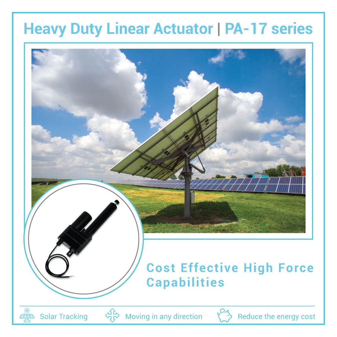 Progressive Automations 12V High Force Linear Actuator - 22 inches Stroke, 2000 lbs Force, Industrial, Heavy Duty Linear Actuator with IP65 Protection for Agriculture Automotive Industry, PA-17