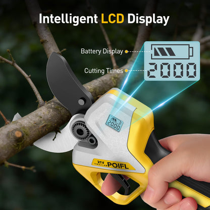 POIFL Professional Electric Pruning Shears Cordless 3.0'' Heavy Duty Electric Pruner with Brushless Motor 4000mAh Battery Electric Pruners Cordless Pruner for Branch, Fruit Plucking and Tree Trimming
