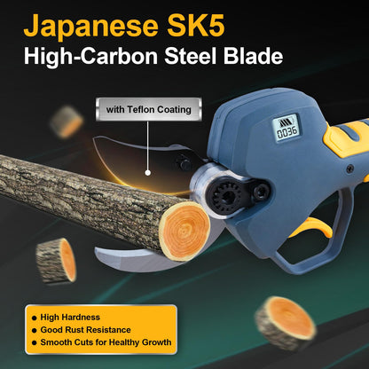 Prunarbo 2-in-1 Pole Pruning Shears Cordless, 40mm Electric Pruner with Extension Pole, Dual Battery, Compatible with Makita battery, 14.7FT High Reach Tree Trimmer, No Ladder Needed for Orchard