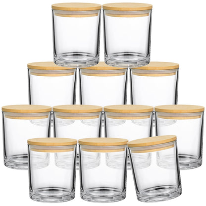 SUPMIND 12 Pack 14 fl.oz Glass Candle Jars - Clear Empty Glass Vassels with Bamboo Lids, Bulk Candle Containers Jars for Making Candles 12 14 fl.oz