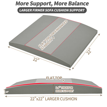 HAVARGO Couch Cushion Support High Density Foam 22X22X2.4 Inches Sofa Couch Supports for Sagging Cushions Light Grey 3Pc with Anti Slip Mesh Fabric