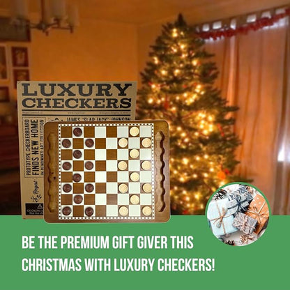 Regal Games Luxury Checkers Board Game for Adults &amp Kids - Classic Wooden Board Game Set with 24 Checkers Pieces - Travel and Portable Table Games (Ages 8+)