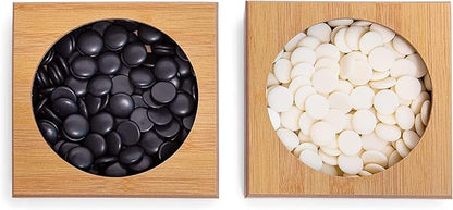 19 x19 Folding Go Bowls and Imitation Jade Go Pieces - Classic Strategy Board Game (Weiqi)