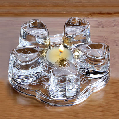 Sun's Tea Universal Solid Crystal Glass Ultra Clear Teapot Warmer | Tea Warmer | Teapot Heating Base | Tealight Warmer- Candle Never Flames Out