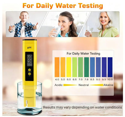 Digital pH Meter Tester Pen for Water, Pre-Calibrated, High Accuracy ±0.01, 0–14 pH Range, Pocket Size for Drinking Water, Pool, Aquarium & Hydroponics (Yellow)