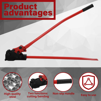 Threlaco Rebar Bender & Cutter 2 in 1 Rod Bender Metal Bending Tool Manual Effortlessly Cut and Bend Rebar up to 5/8" Bending Machine, Red