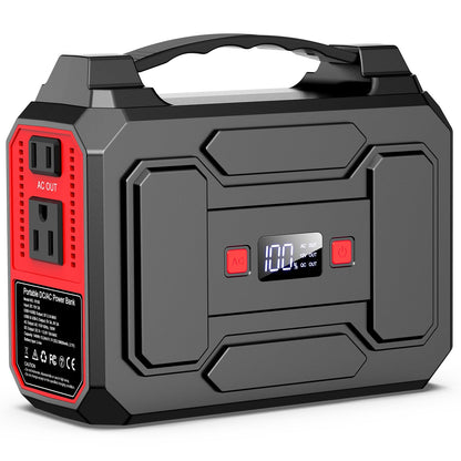Portable Power Station Bank 146Wh 200W Peak(100W Rated), Solar Powered Power Bank with AC Outlet 110V for Camping, Solar Charger Power Bank Battery Pack 39600mAh for Home Outdoor Emergency