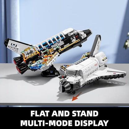 Space Shuttle Building Block Set -Spaceship Building Toy with Stretchable Satellite Translucent Design Collection for Home Office Decor Christmas Birthday Gift for Adults &amp Boys 8-12 (536PCS)