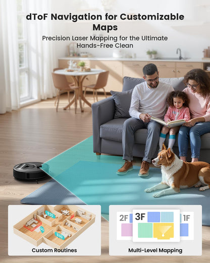 Lefant LiDAR Robot Vacuum and Mop, Smart Mapping and Obstacle Avoidance, Tangle-Free Pet Hair, 2.4G/5G WiFi App Control, Slim Design for Wider Coverage, Carpet Detection, M330 Pro
