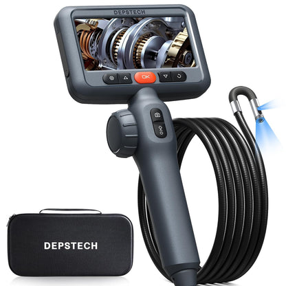 DEPSTECH Articulating Borescope Camera with Light: Dual Lens Industrial Endoscope with 4.5" Screen & 5FT Snake Cable, Video Inspection Scope Camera Automotive Tool for Wall, Pipe, Mechanic