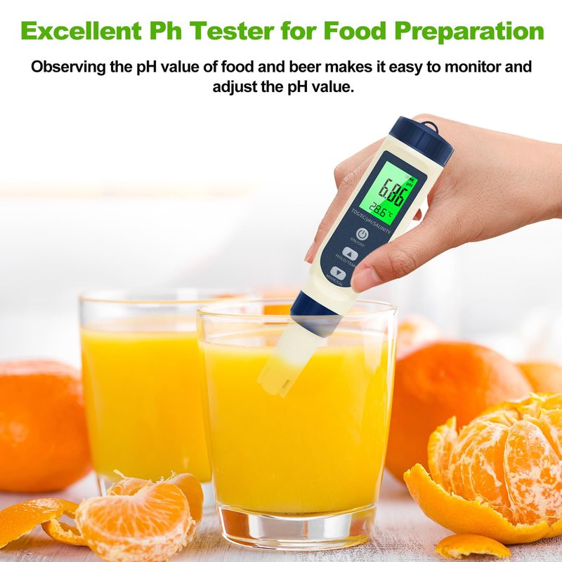 Pious PH Tester Digital, 5 in 1 PH Meter for Water/Salinity Meter/tds/ec/Thermometer, Pool Salt Tester with Constant Temperature Compensation, Suitable for Drinking Water Swimming Pools Aquariums