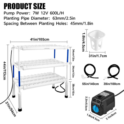 LAPOND Upgraded Hydroponics Growing System Kit with 9 Gal(35L) Collapsible Water Basin
