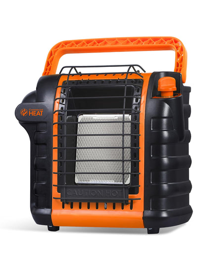 Commercial Heat 9000 BTU Portable Propane Heater for Outdoor Use, Patio Heater for Up To 300 Sq. Ft., 2 Heat Settings, Swivel Regulator Connects to 1 lb. Propane Tank, CHP9000O, Orange
