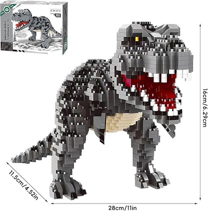 Dinosaur Tyrannosaurus Rex Model Decor Micro Mini Blocks Velociraptor Building Blocks Toy Birthday for Age 6+ Children Adults Teens 1530 Pieces
