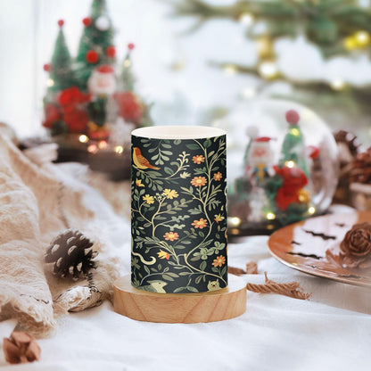 Forest Animal and Floral Flickering Flameless Candles Battery Operated with Remote Timer,Tea Light Candles LED Pillar Votive Candles set of 2 for Outdoor Indoor Decorations