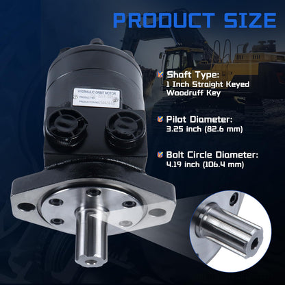 SINOCMP 158-1553-001 Hydraulic Motor, for Eaton Char-Lynn T Series 1pc Gerotor Motor, Replacement for Sweeper Auger Winch Log Splitter, 1553-001 Aftermarket Hydraulic Drive Motor